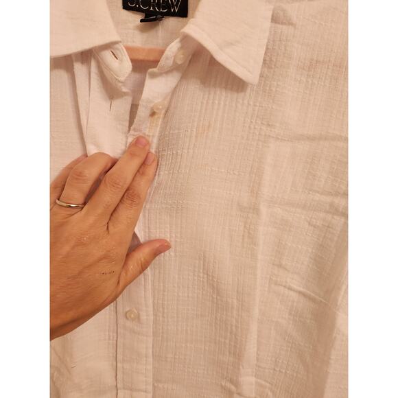 NWT J. Crew Slim-Fit Button-Up In Cotton Gauze White 6 *Flaw - Picture 7 of 12
